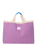 Poplin-Streifenstrandtasche | Himbeere