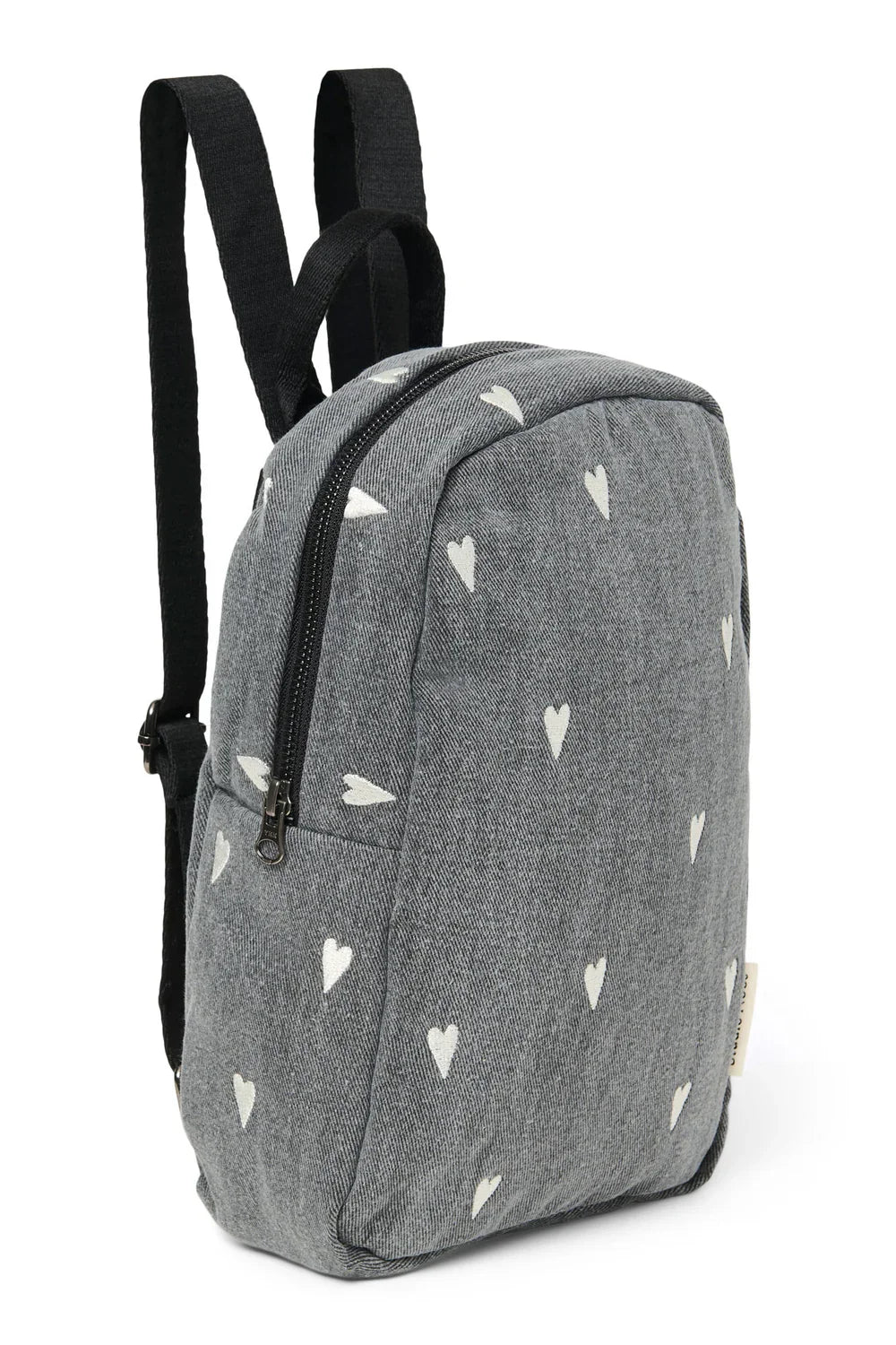 Grey Hearts Denim Mini Backpack