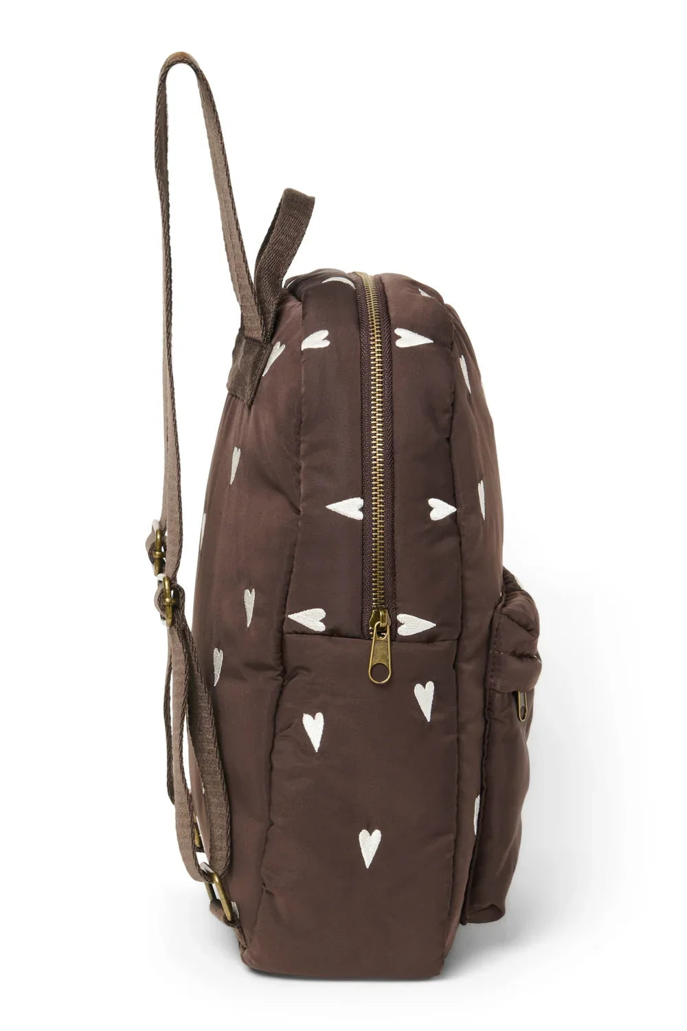 Brown Hearts Puffy Midi Backpack