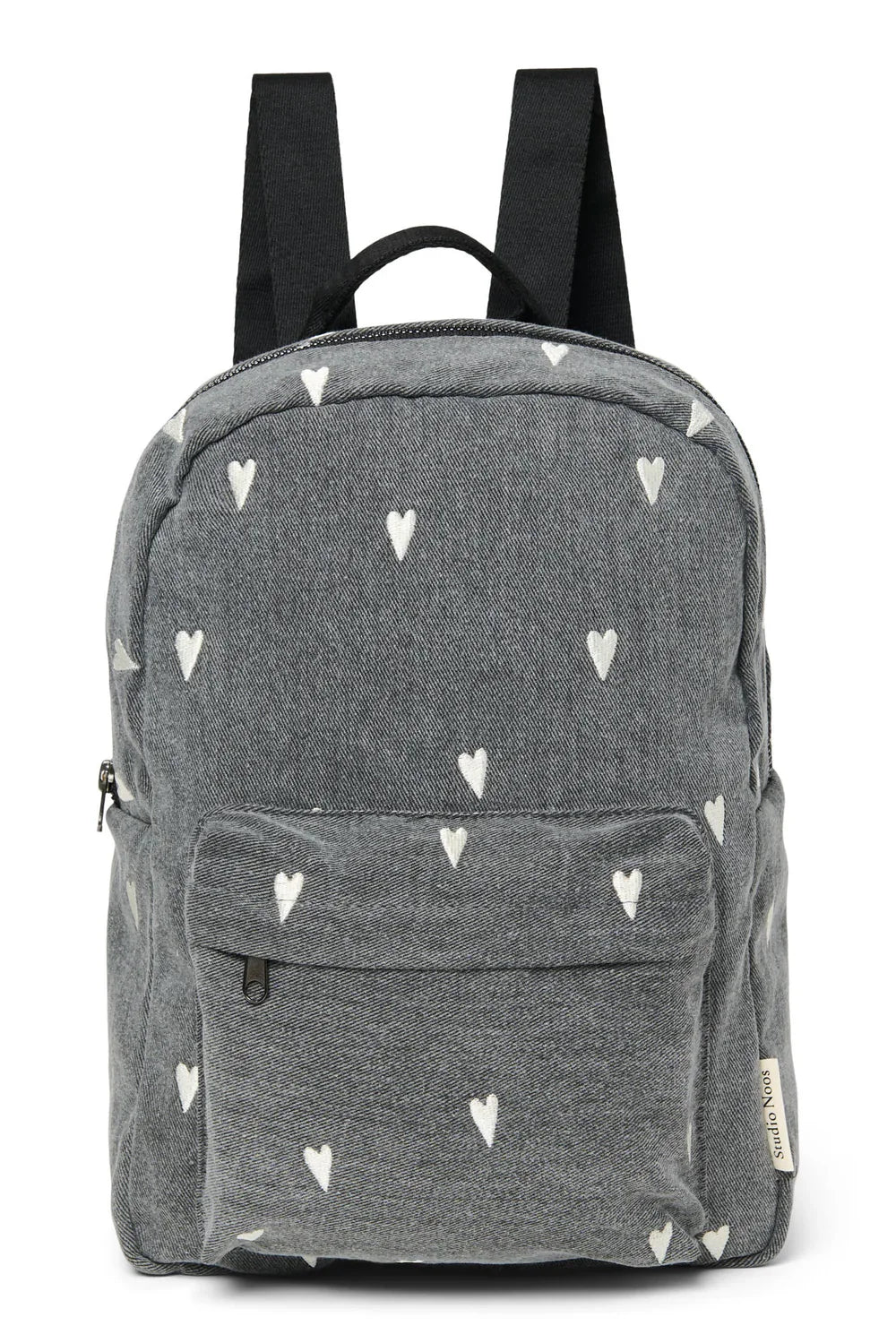 Grey Hearts Denim Midi Backpack