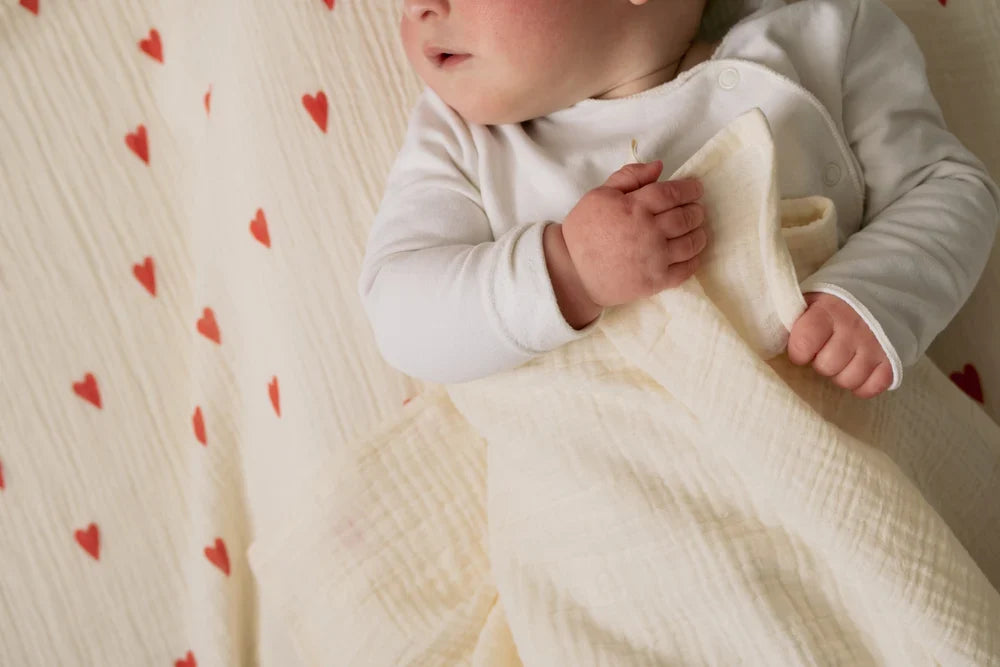 Beige Hearts Swaddle Print Large