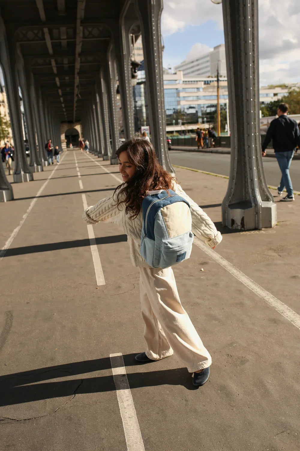 Denim Patchwork Midi Backpack