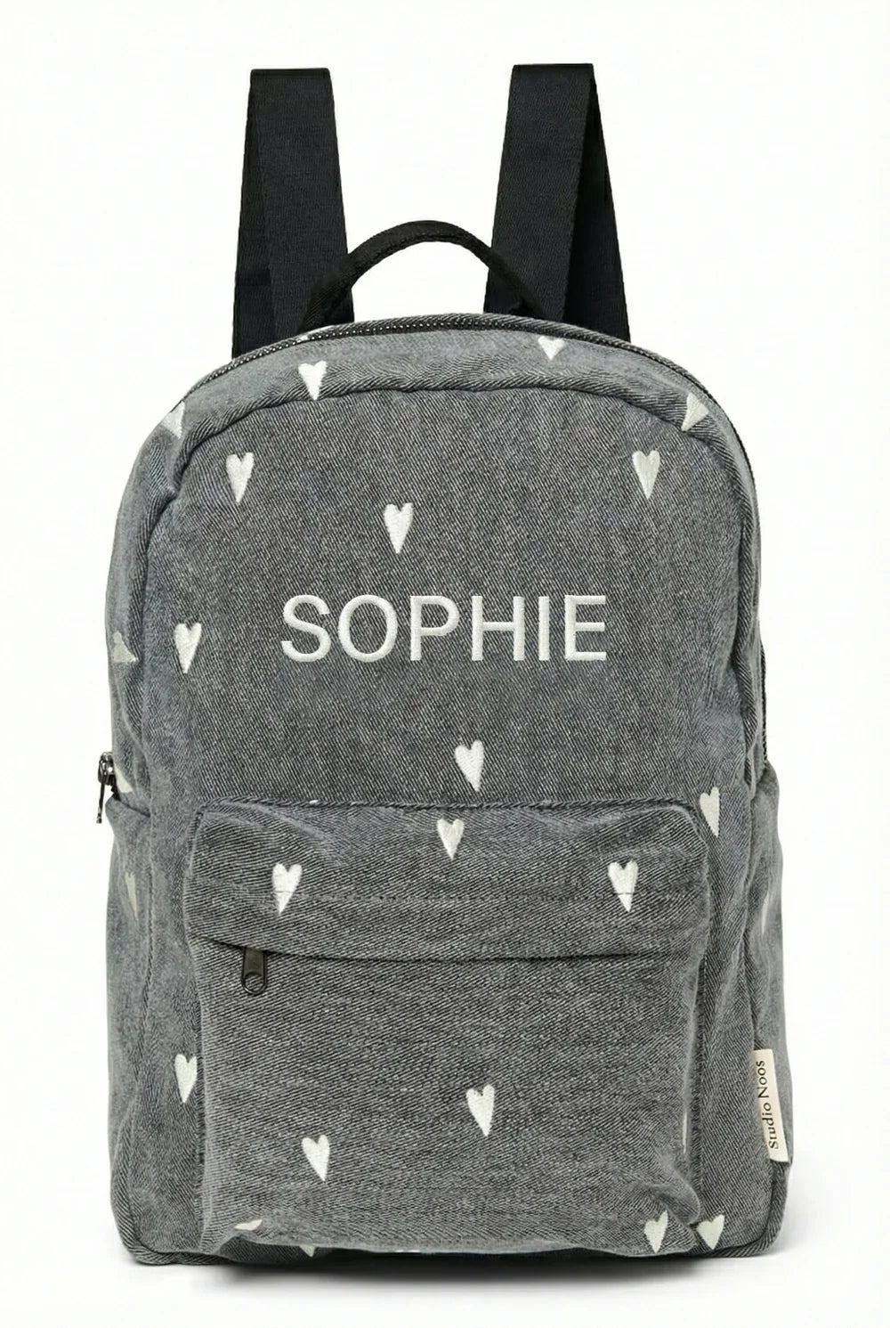 Grey Hearts Denim Midi Backpack
