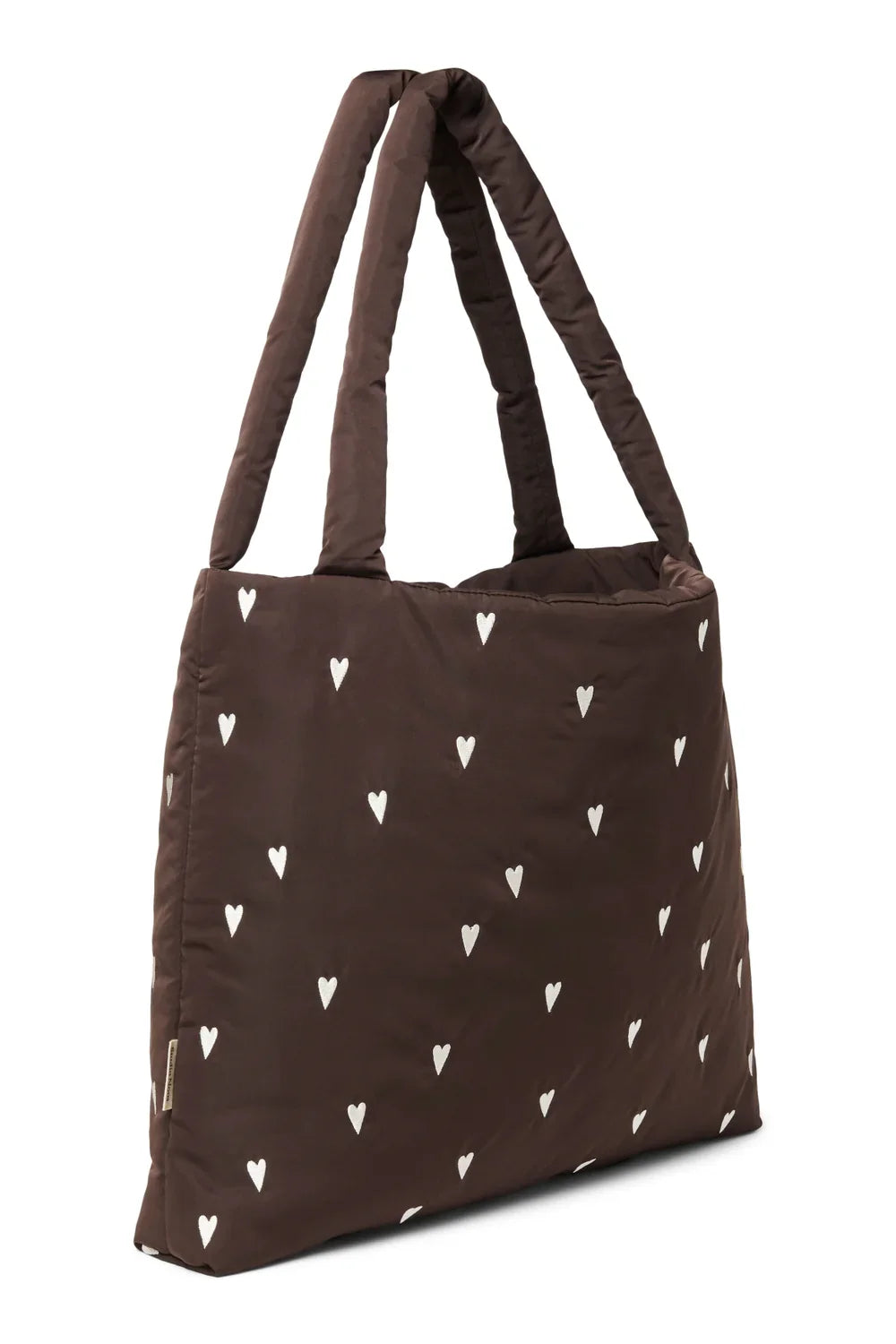 Brown Hearts Puffy Mom Bag