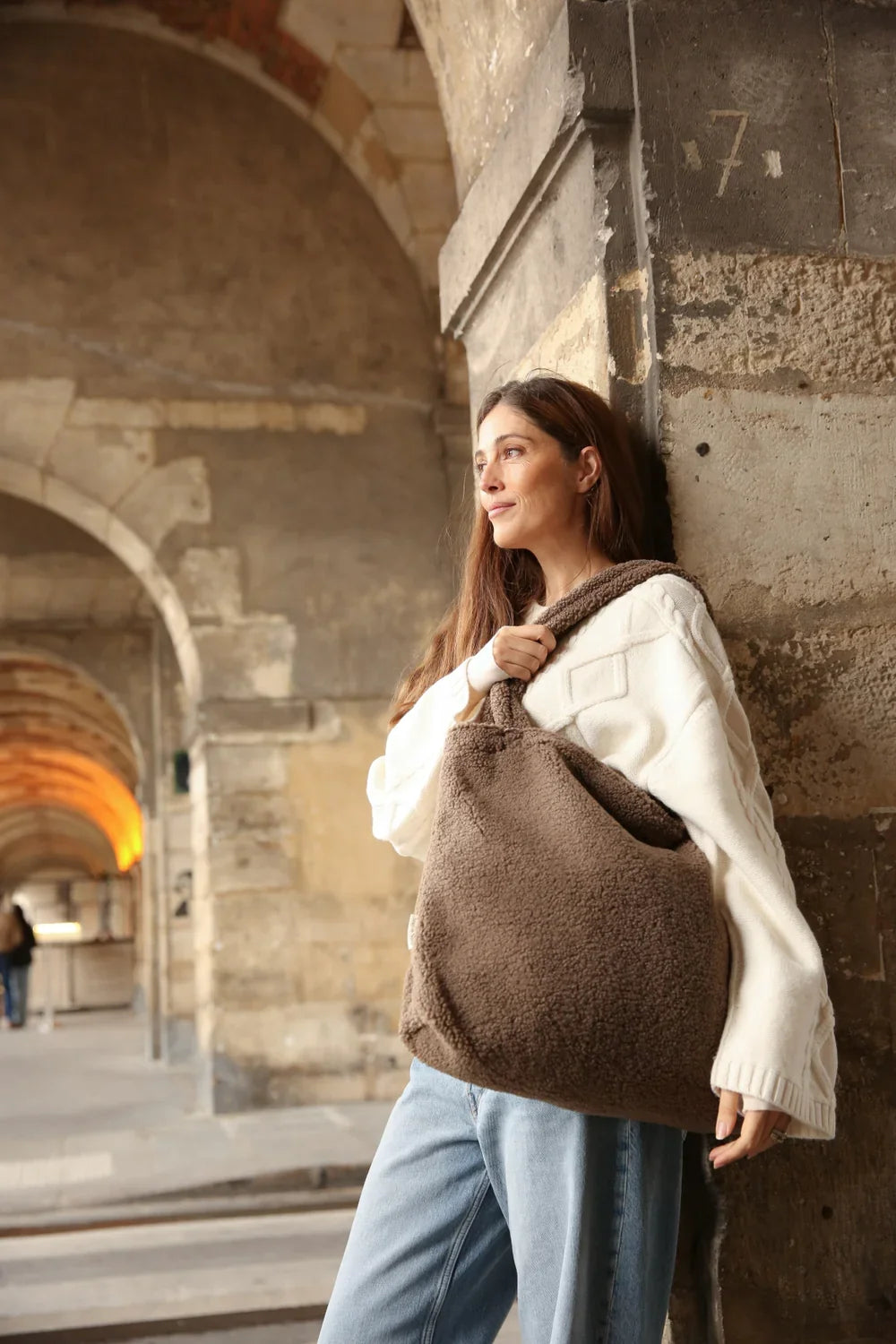 Ecru Hearts Teddy Mom Bag