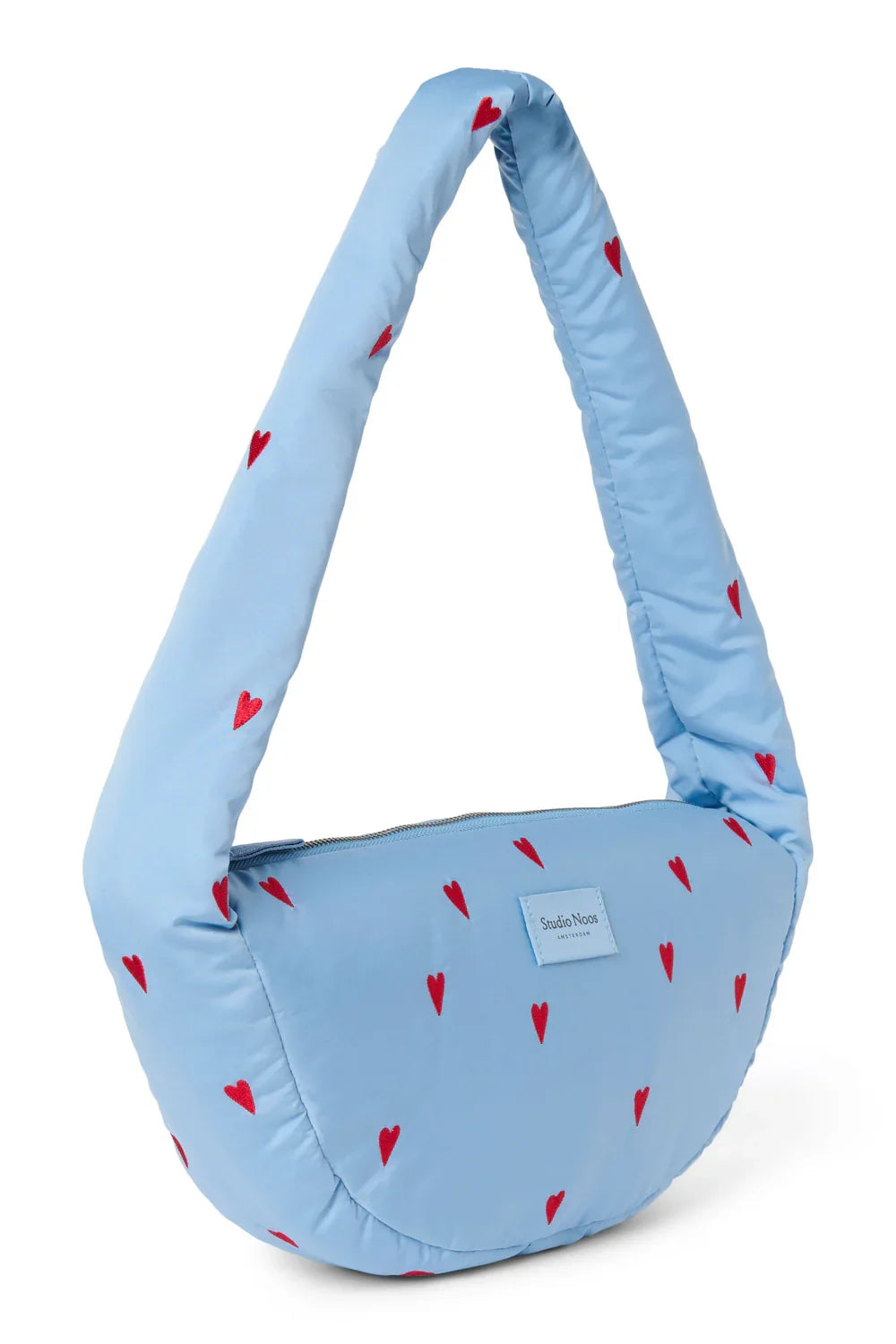 Light Blue Hearts Puffy Mini Cross Body Bag