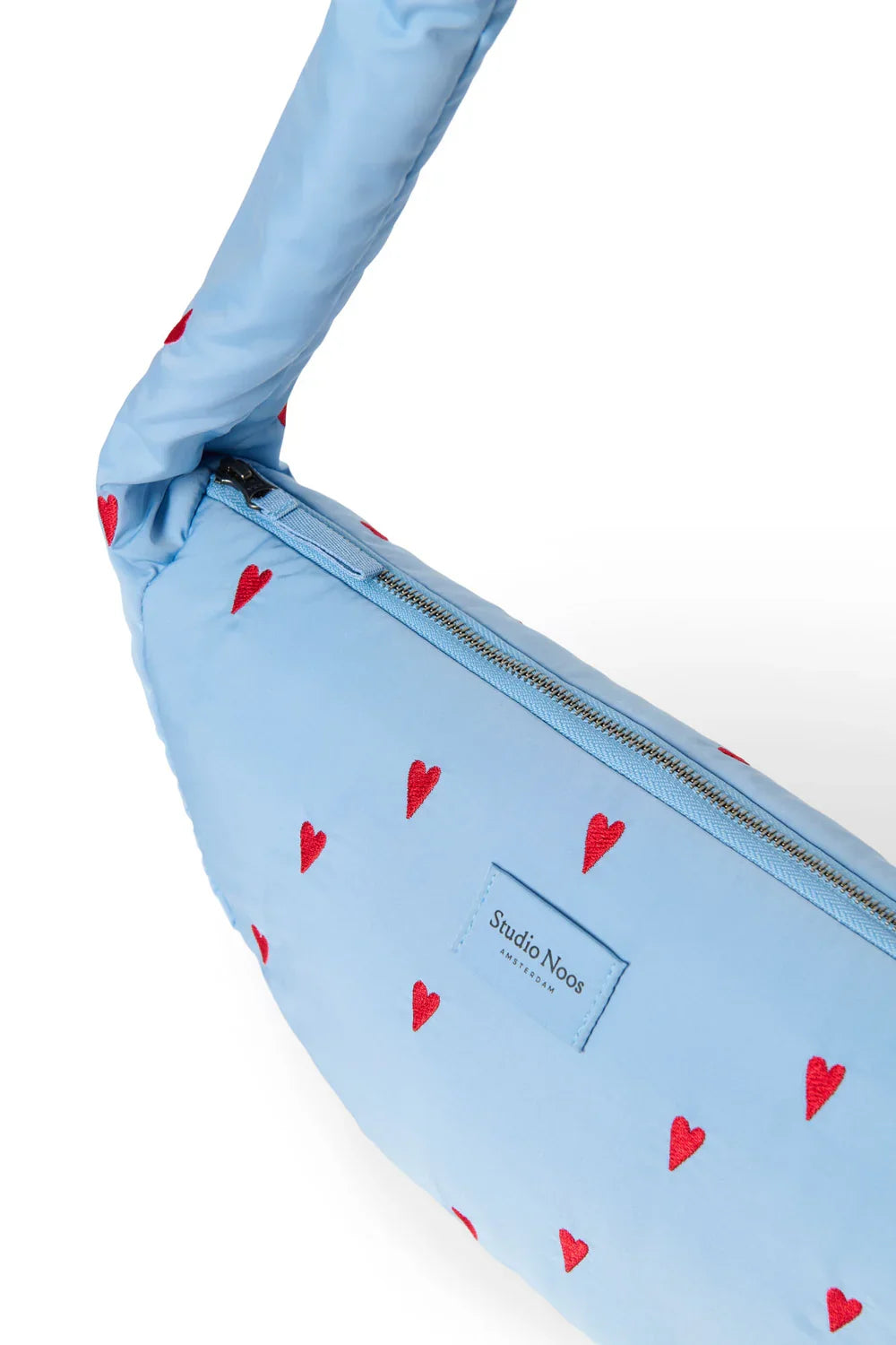 Light Blue Hearts Puffy Mini Cross Body Bag