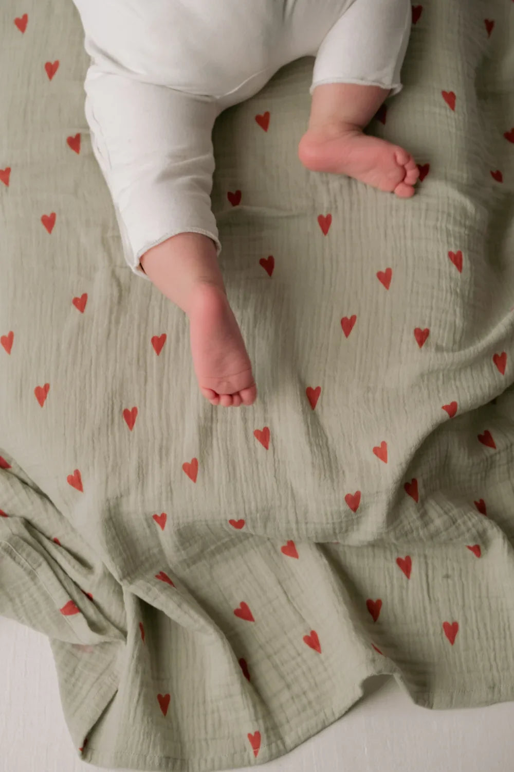 Green Hearts Swaddle Print Large