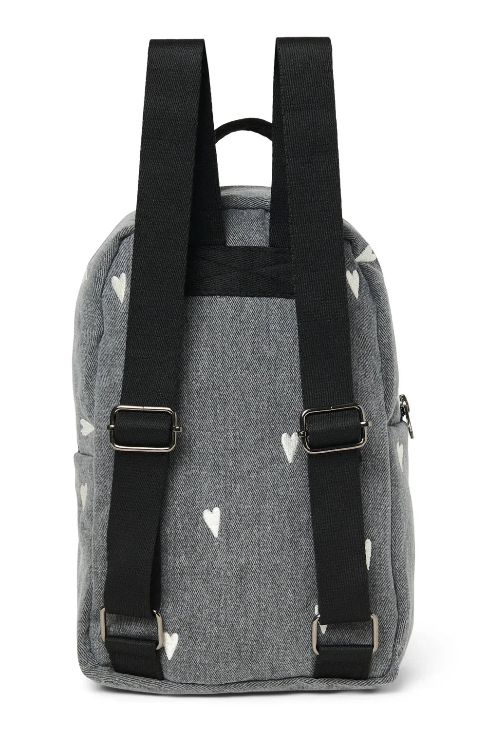Grey Hearts Denim Mini Backpack