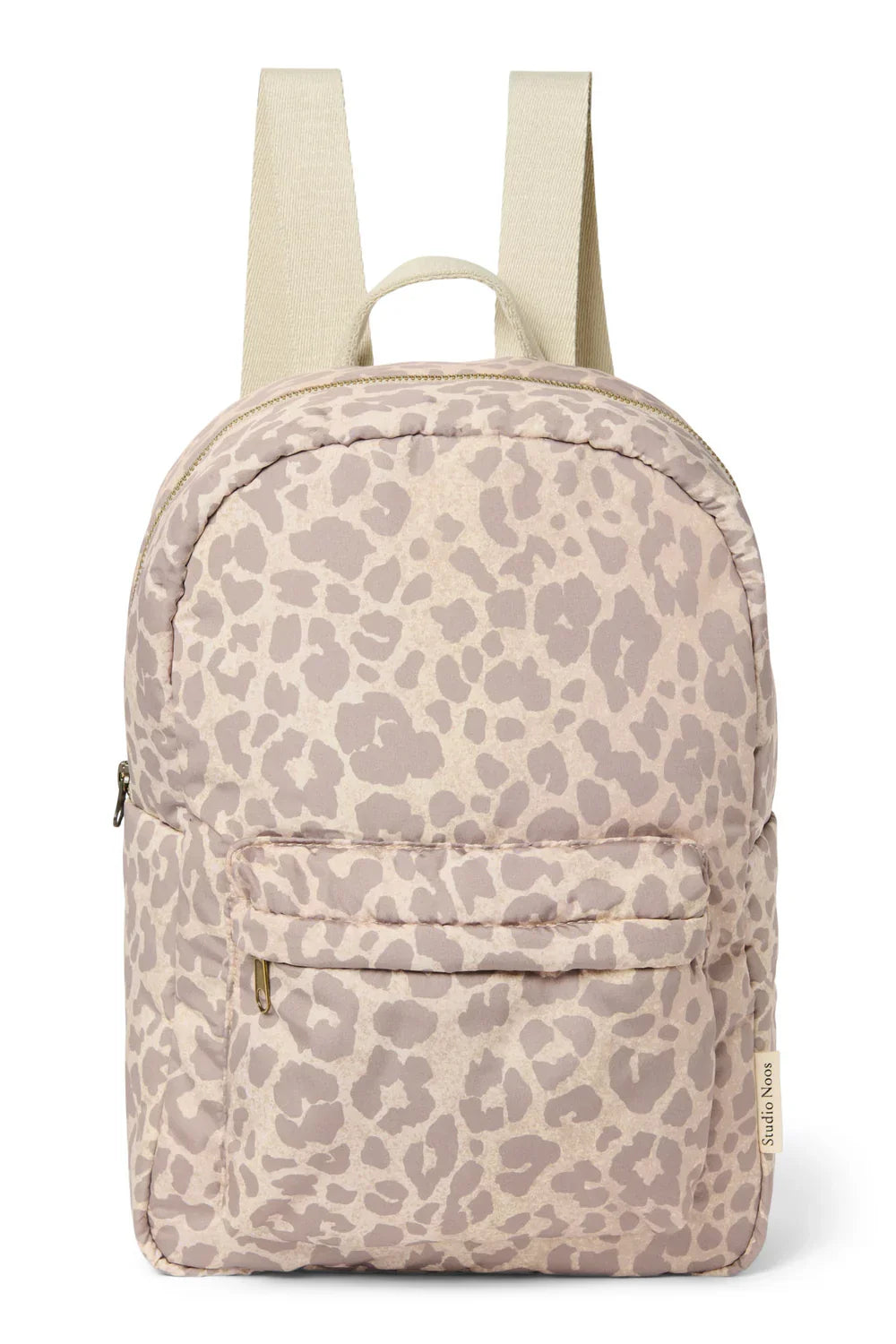 Beige Leopard Puffy Midi Backpack