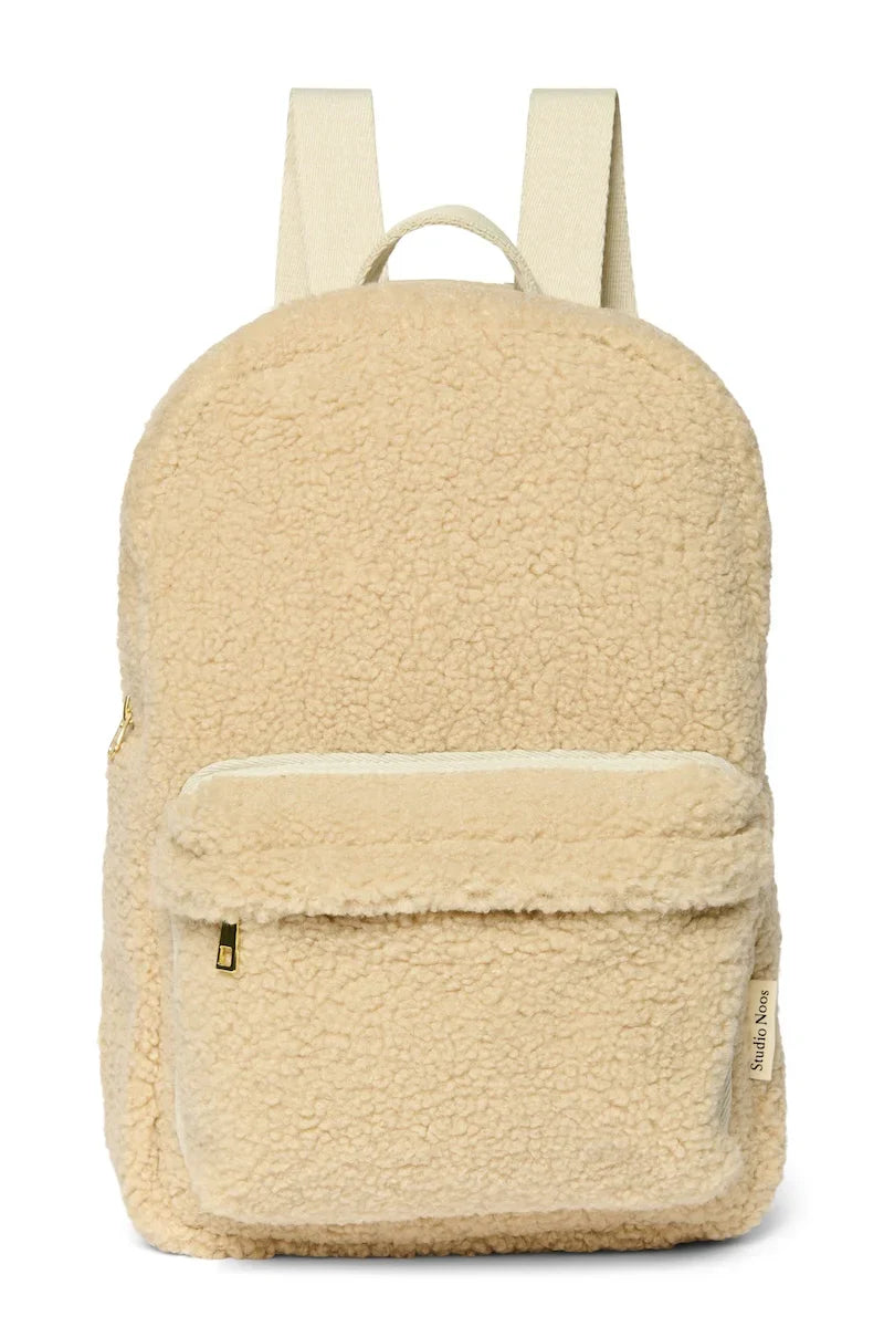 Ecru Teddy Midi Backpack Front Pocket