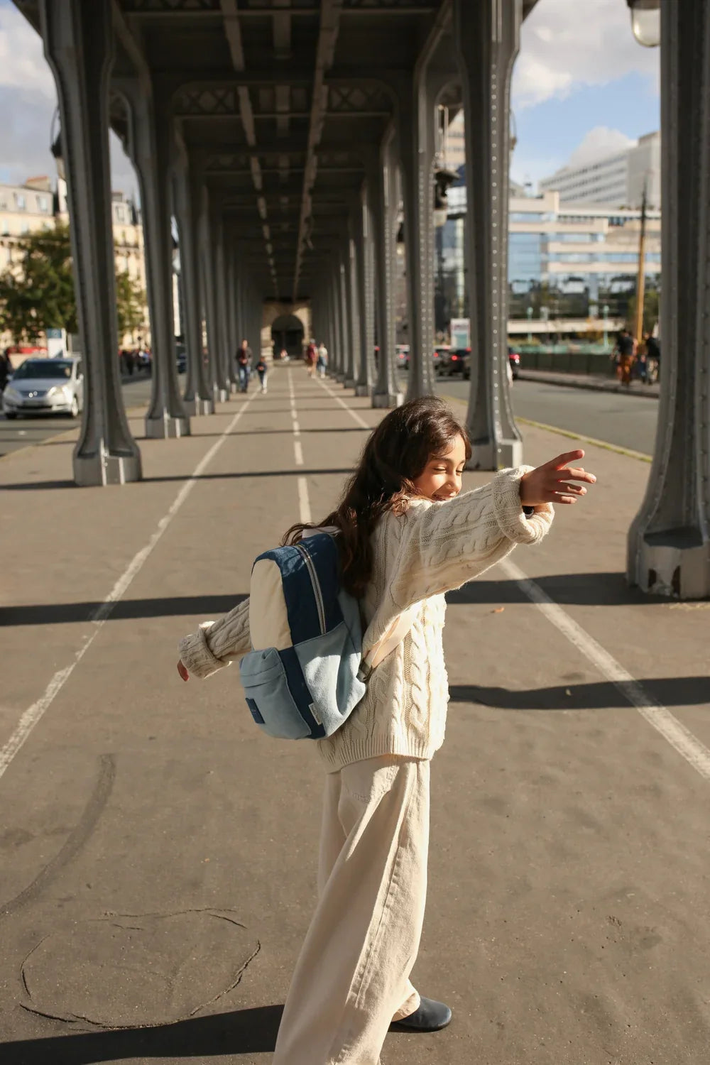 Denim Patchwork Midi Backpack