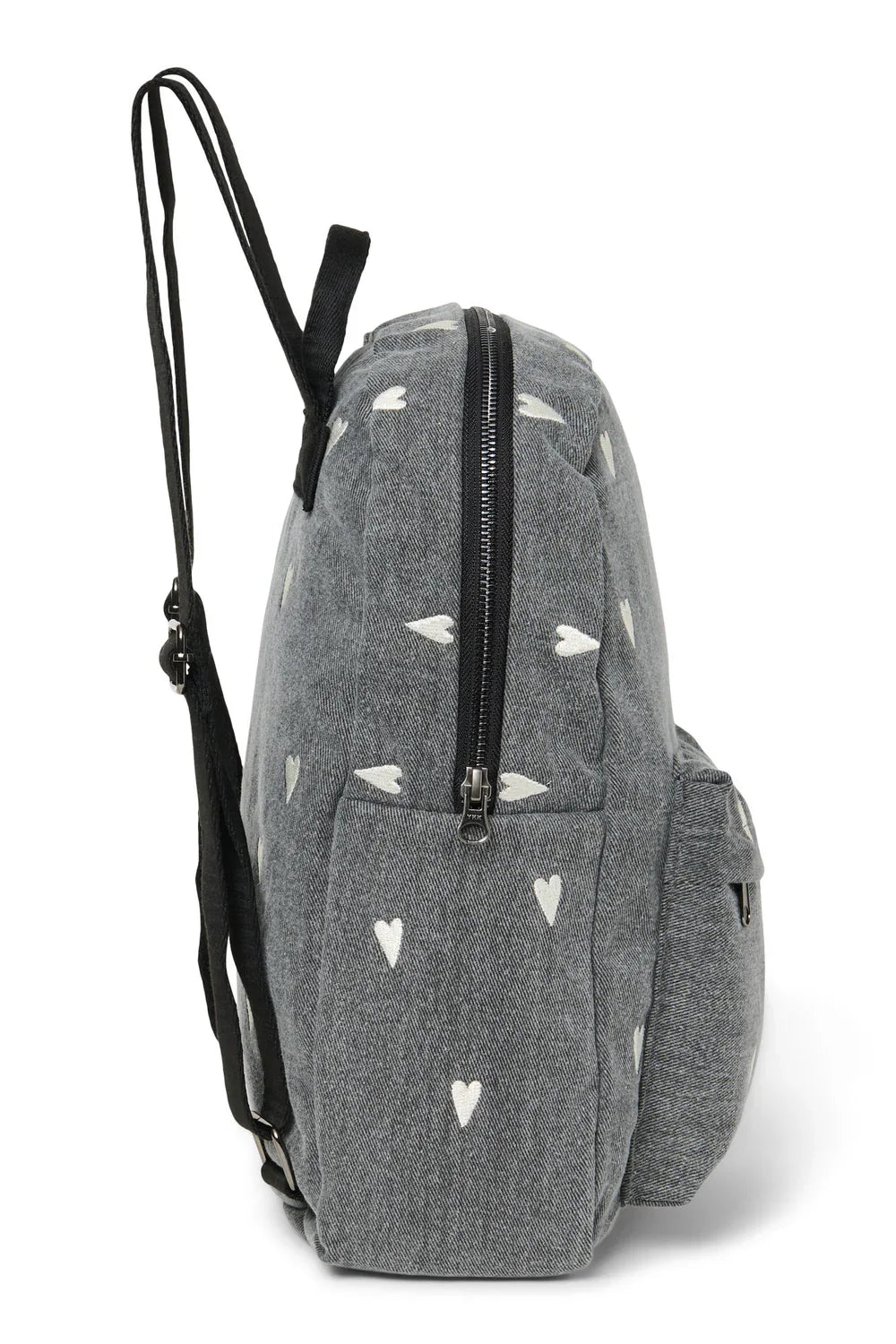 Grey Hearts Denim Midi Backpack