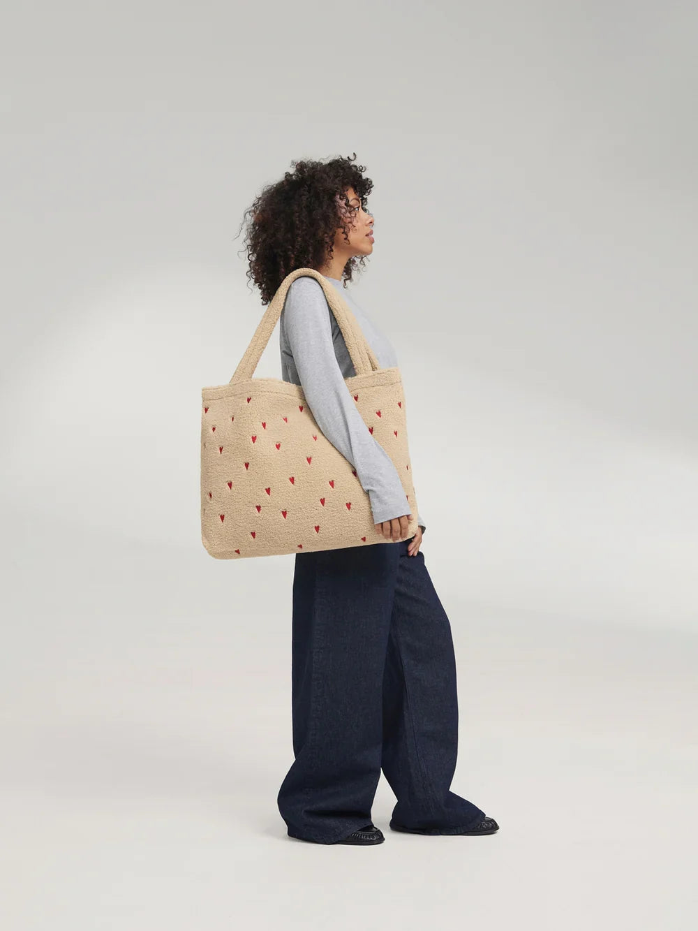 Ecru Hearts Teddy Mom Bag