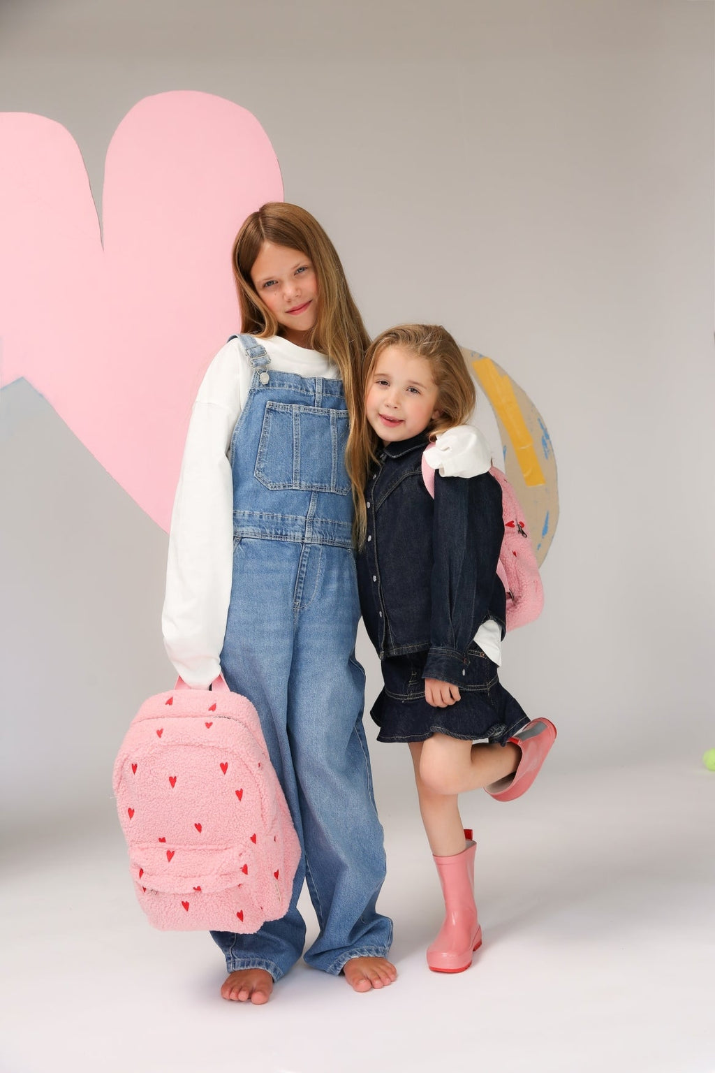 Teddy-Midi-Rucksack | Hellrosa Herzen