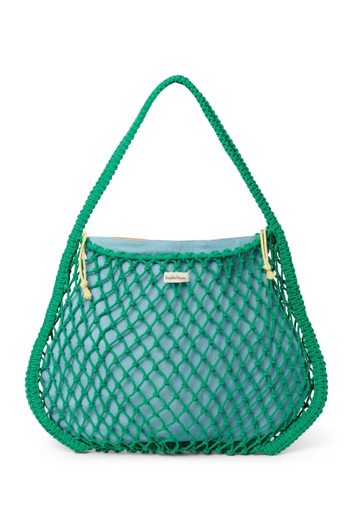 Blue-Yellow Reversible Insert | Green Macramé Mom Bag with