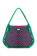 Purple-Green Reversible Insert | Green Macramé Mom Bag with