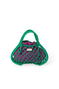 Lila-Grün Wendeeinlage | Grüne Makramee-Mini-Handtasche mit