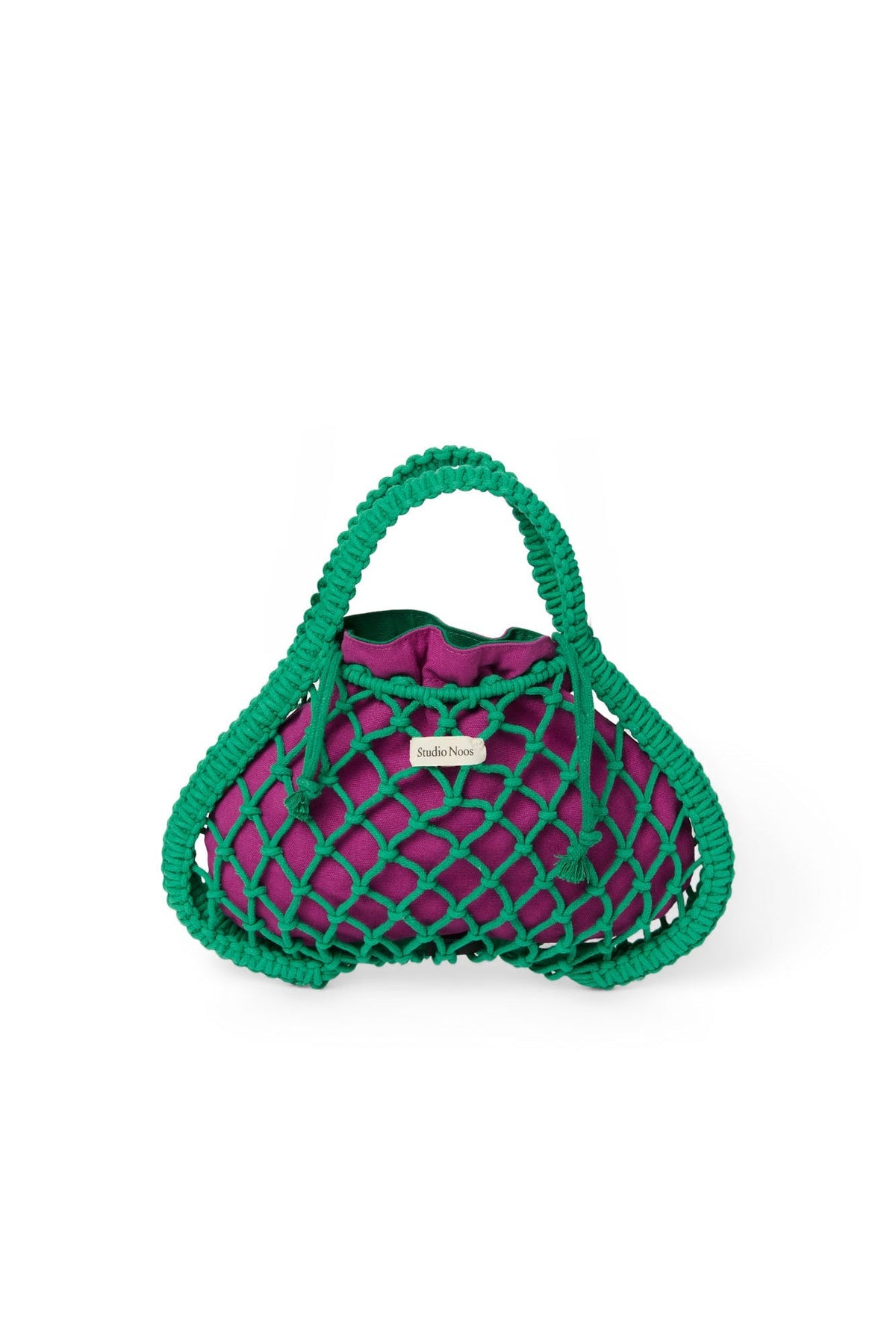 Lila-Grün Wendeeinlage | Grüne Makramee-Mini-Handtasche mit