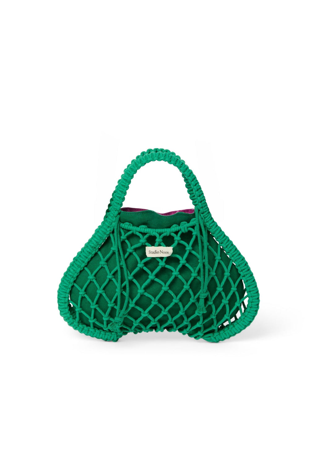 Lila-Grün Wendeeinlage | Grüne Makramee-Mini-Handtasche mit