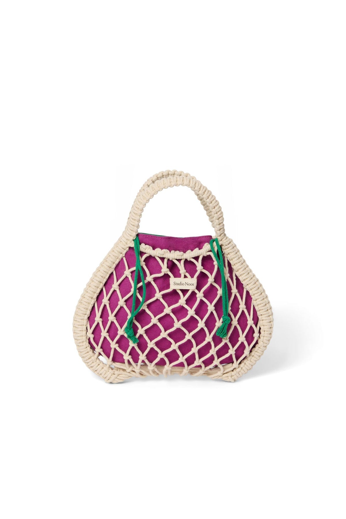 Lila-grüner Wendeeinsatz | Natur Makramee Mini-Handtasche mit