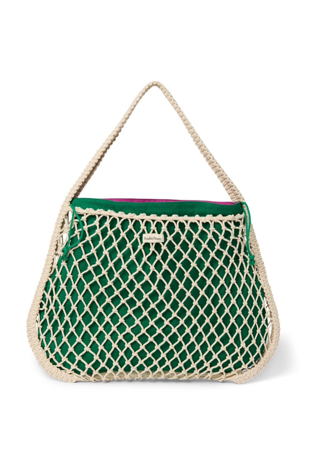 Purple-Green Reversible Insert | Natural Macramé Mom Bag with