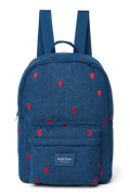 Denim-Midi-Rucksack | Dunkelblau Rote Herzen