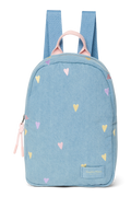 Denim Mini Backpack | Light Blue Hearts