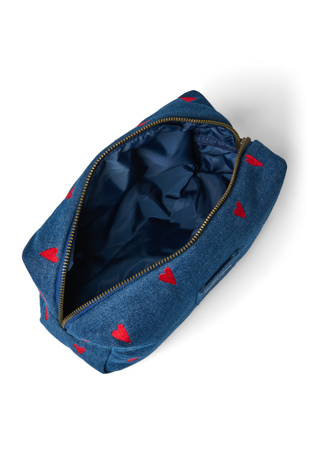 Denimtasche | Dunkelblau rote Herzen