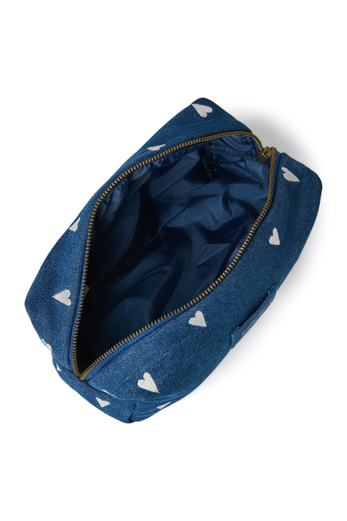 Denim-Täschchen | Dunkelblau-weiße Herzen
