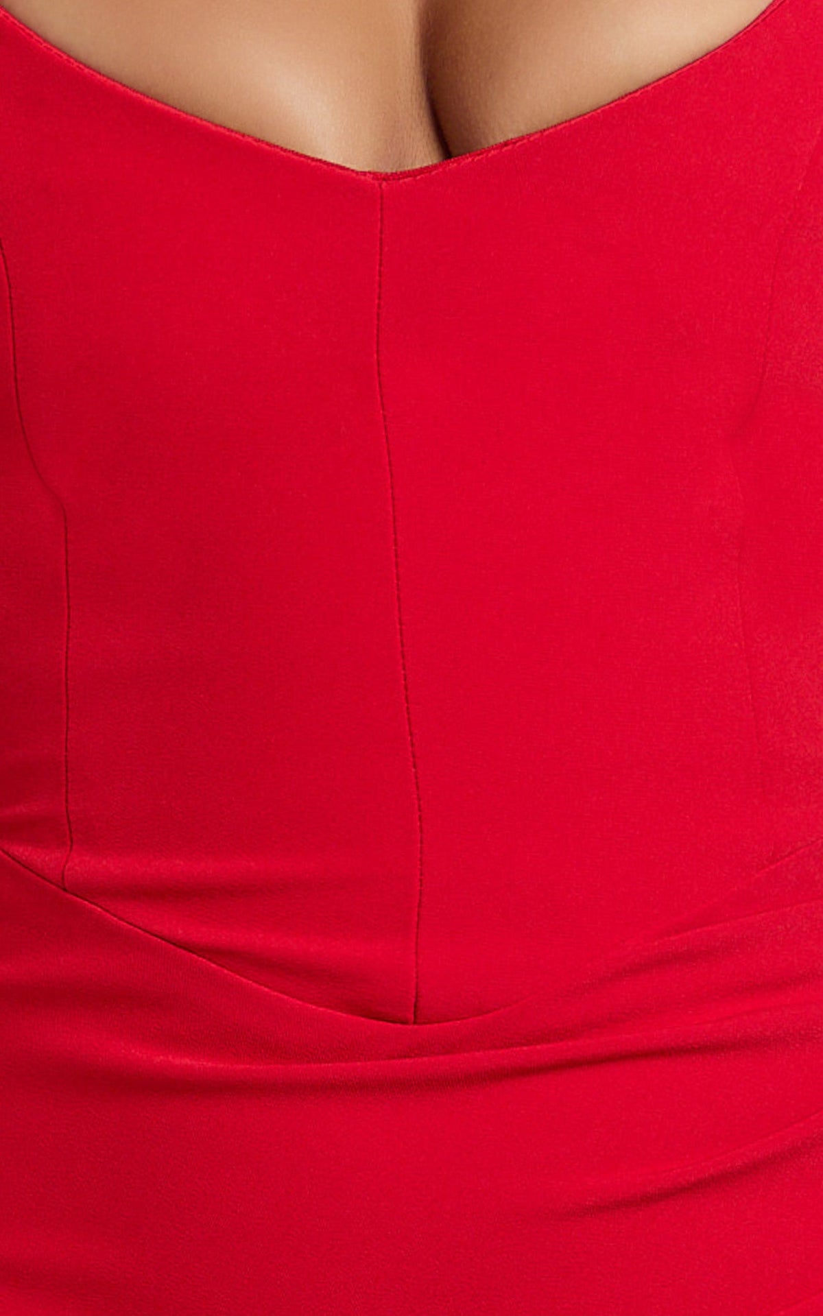 Veronika Maxi Dress - Off Shoulder Plunge High Split Dress in Red