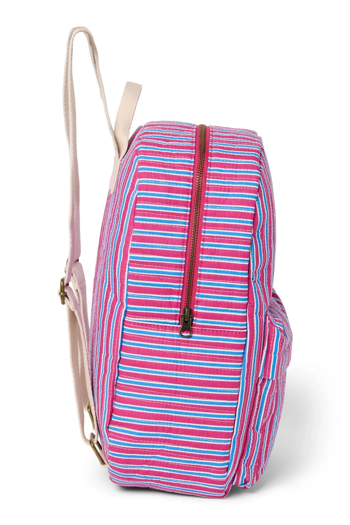 Poplin Striped Midi Backpack | Raspberry