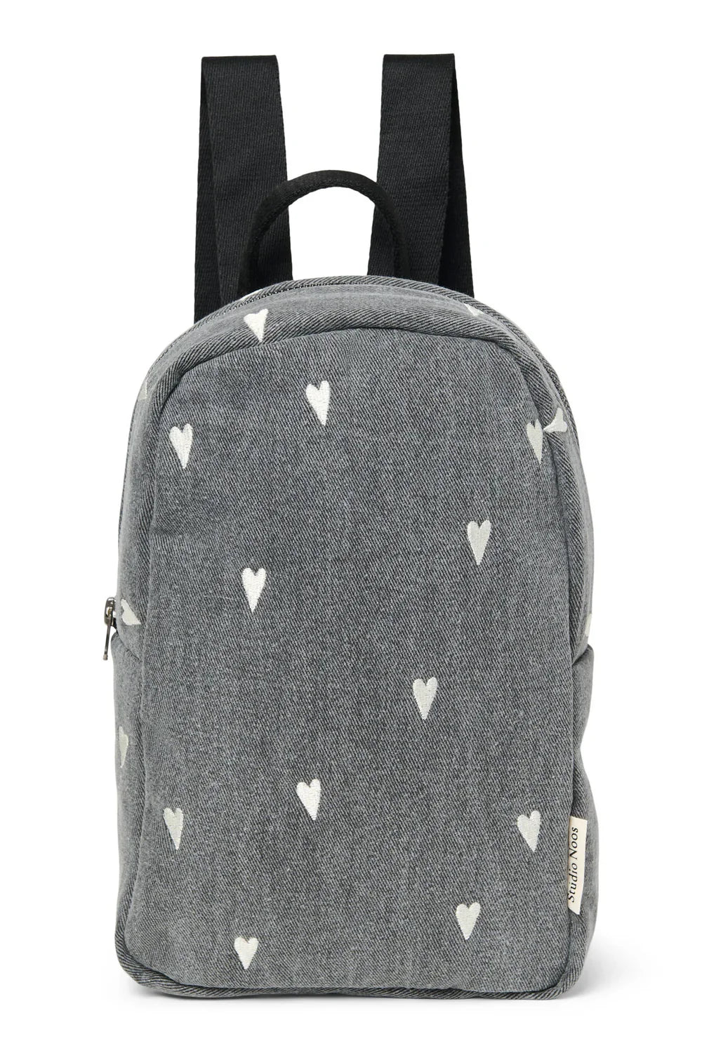 Grey Hearts Denim Mini Backpack