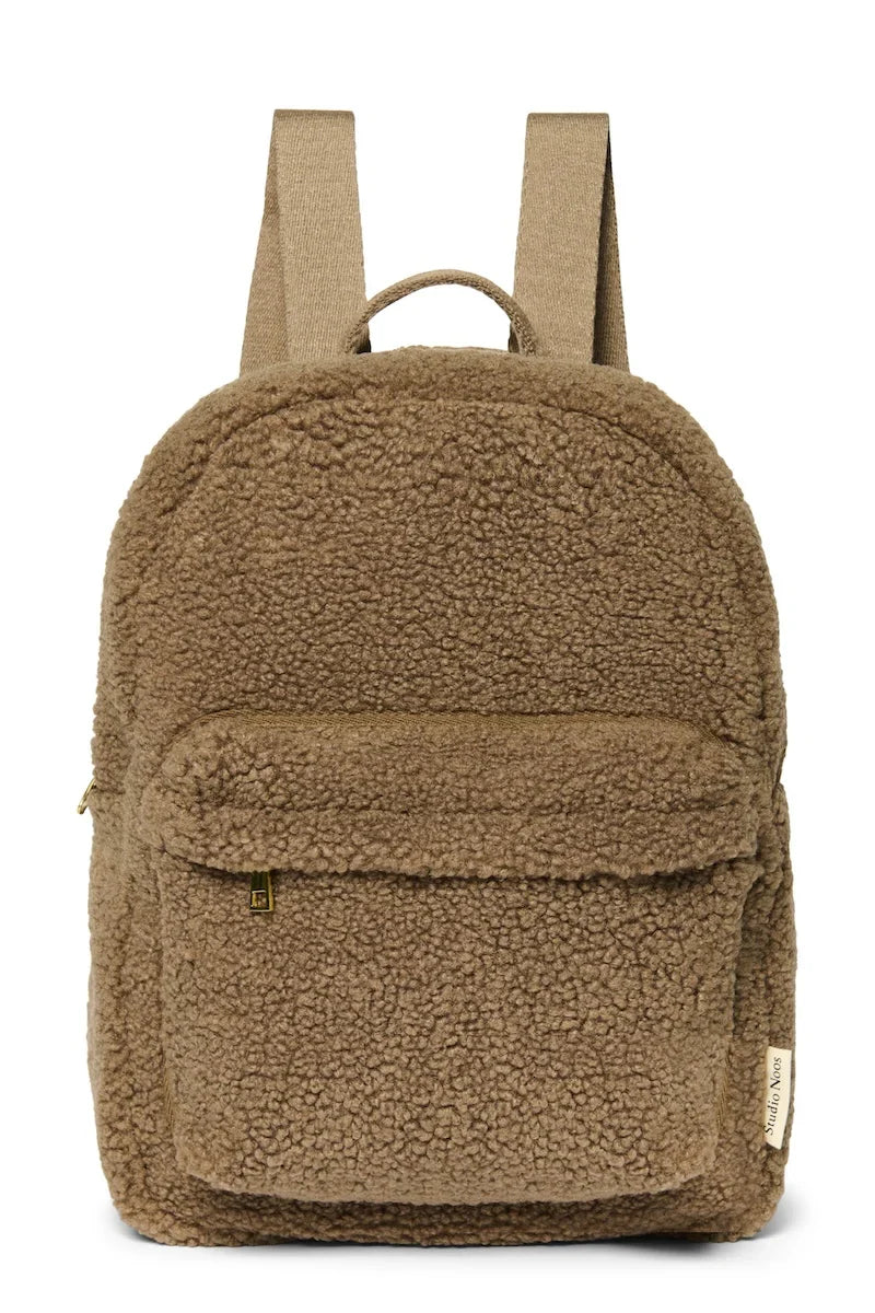 Brown Teddy Midi Backpack Front Pocket