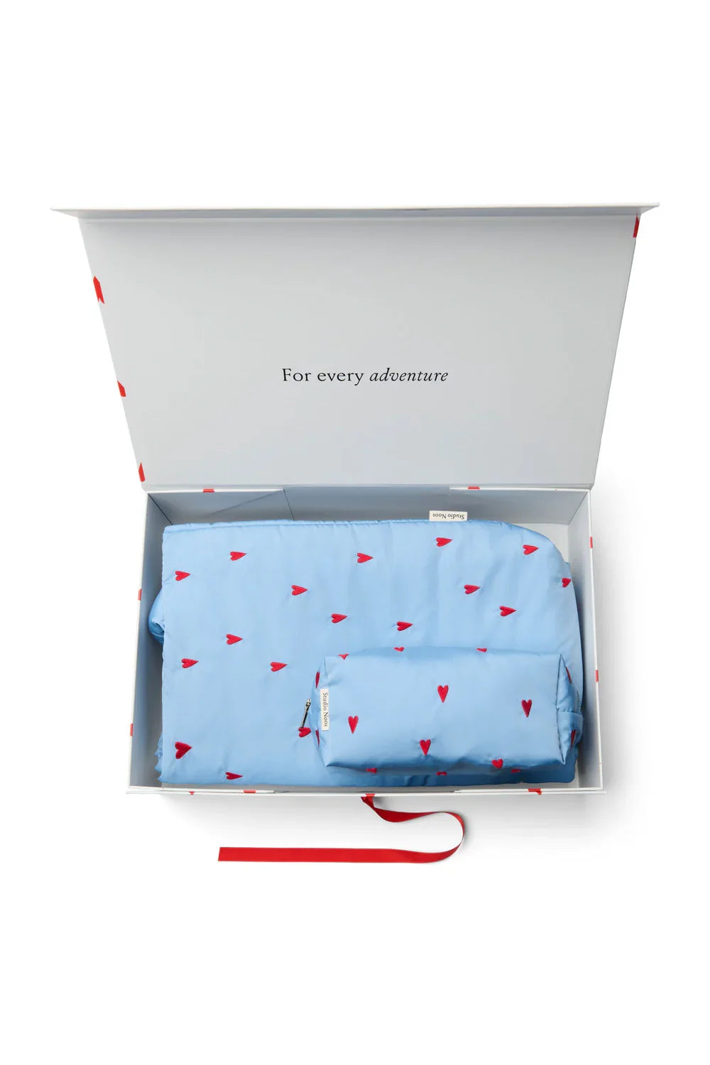 Light Blue Hearts Classic Puffy Gift Set
