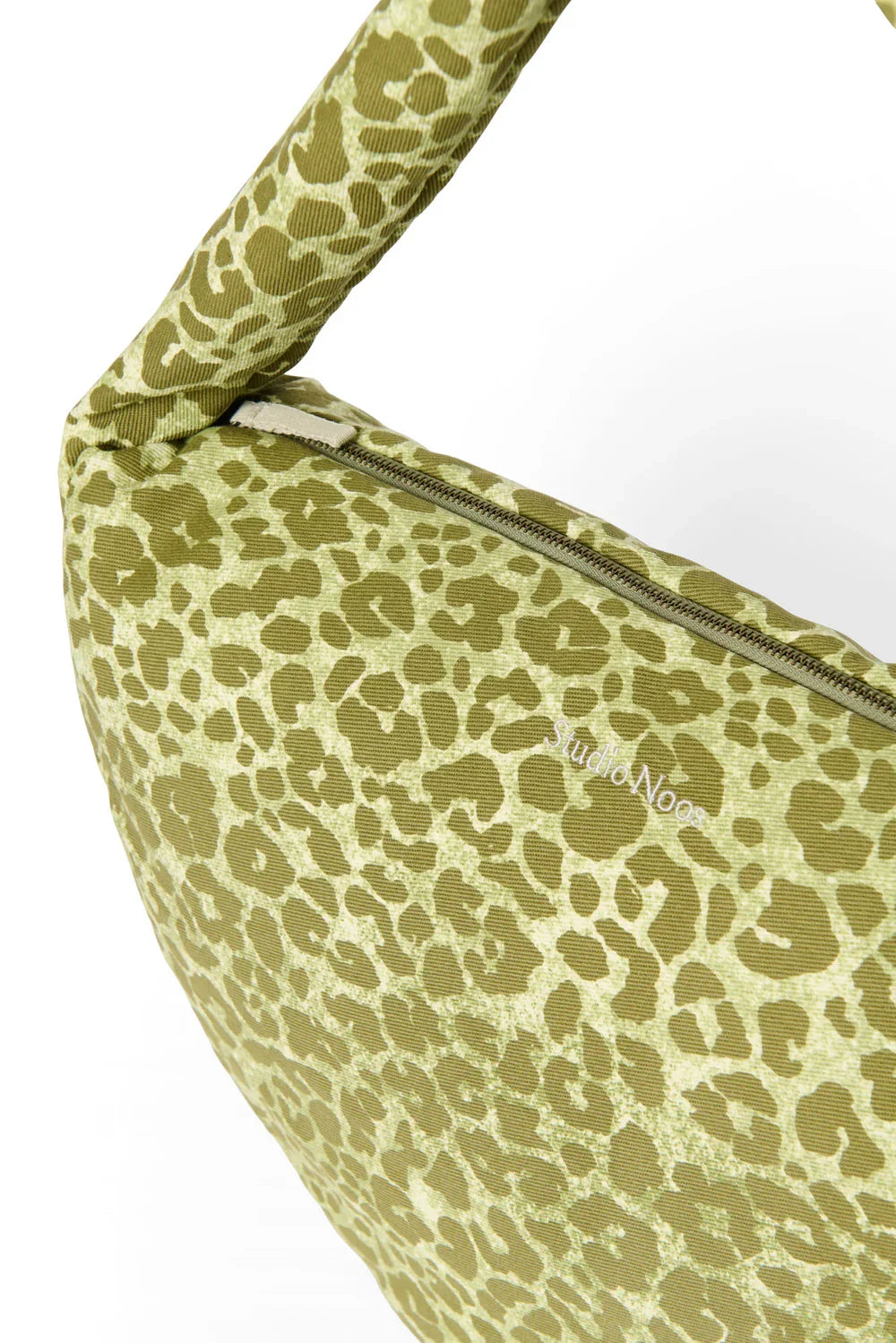 Green Leopard Cotton Cross Body Bag