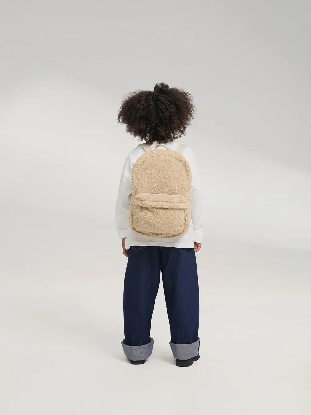 Ecru Teddy Midi-Rucksack mit Vordertasche