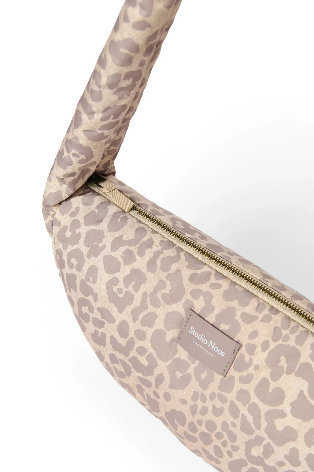 Beige Leopard Puffy Mini Cross Body Bag