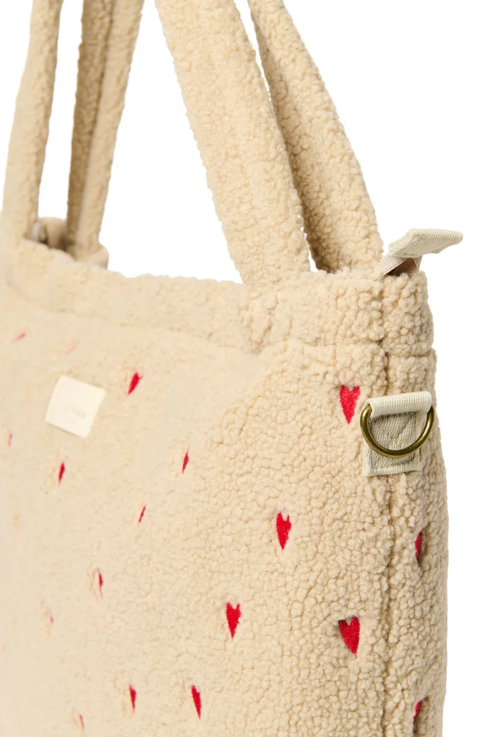 Ecru Hearts Teddy Diaper Bag