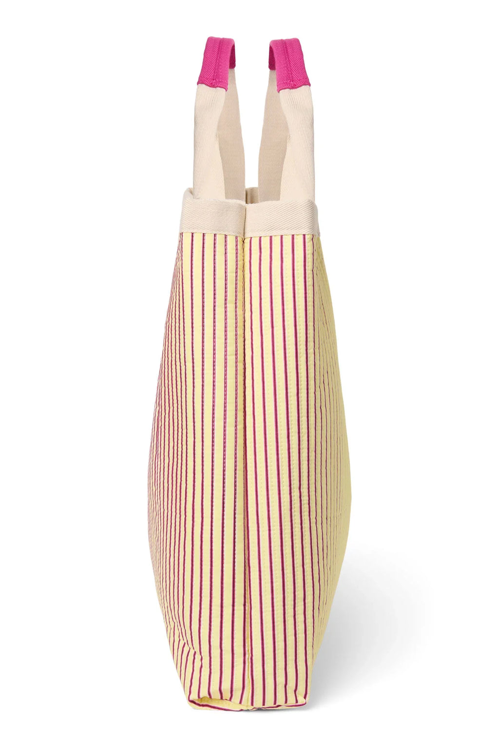 Poplin-Streifenstrandtasche | Himbeere