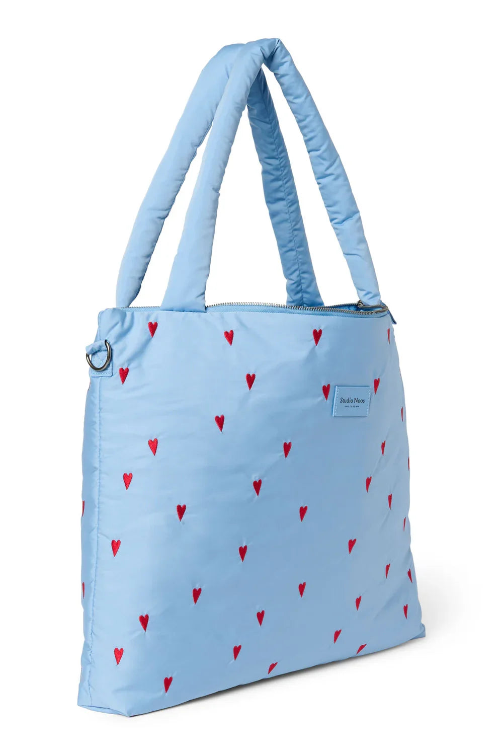 Light Blue Hearts Puffy Diaper Bag
