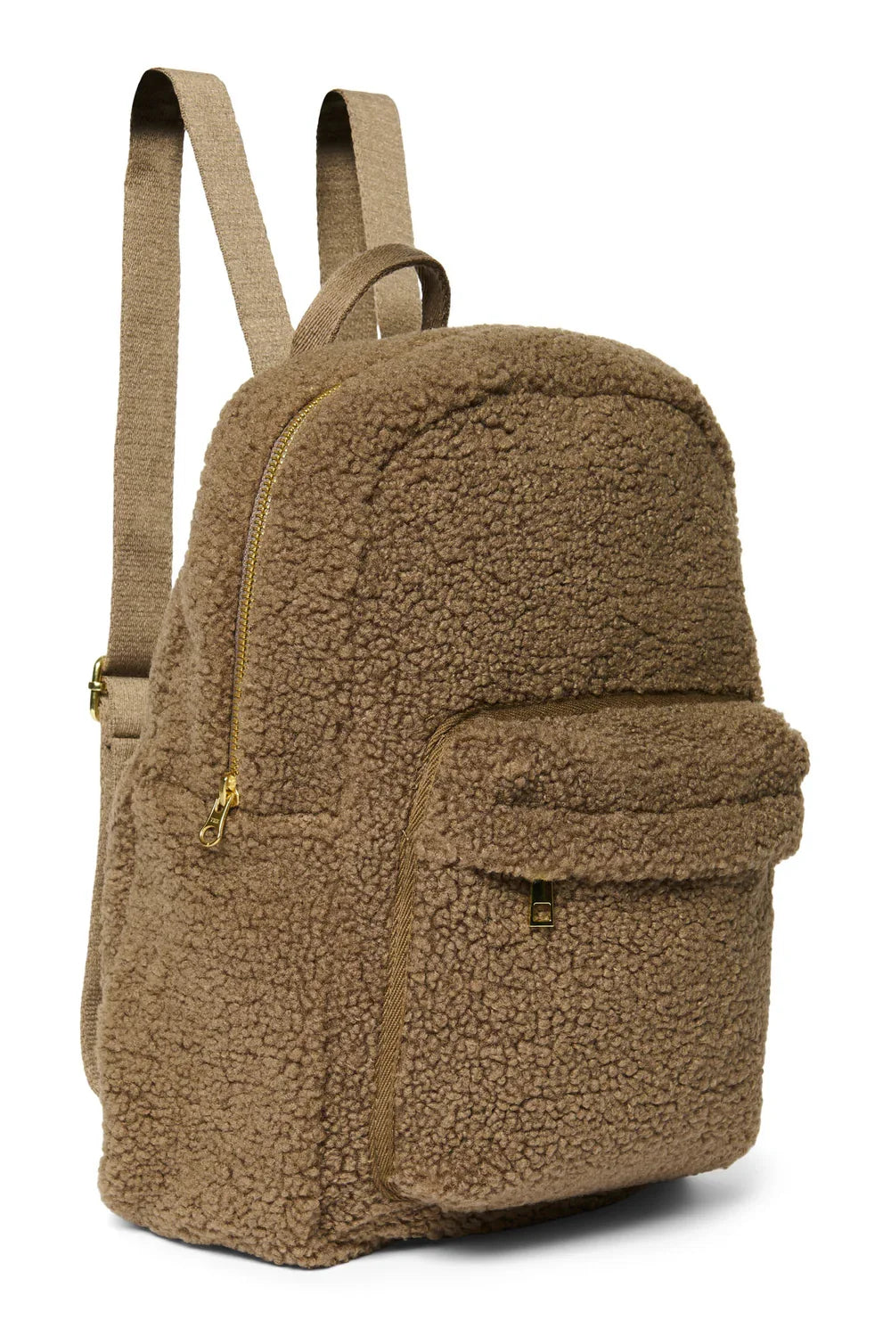 Brown Teddy Midi Backpack Front Pocket