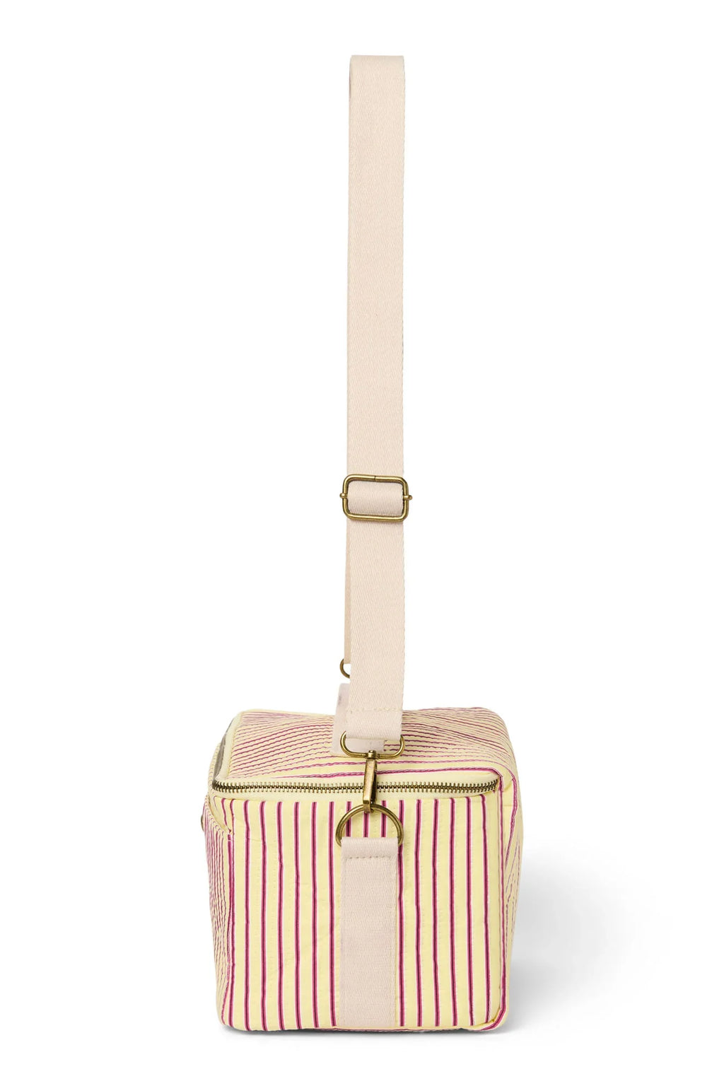 Kühltasche aus gestreiftem Popeline | Himbeere