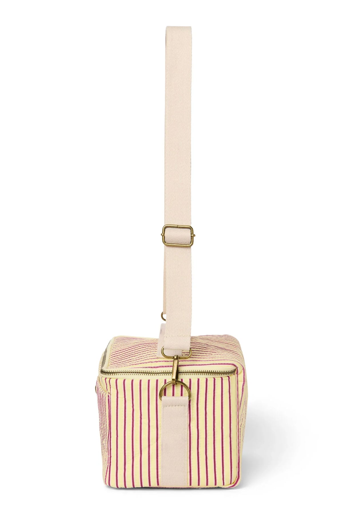 Kühltasche aus gestreiftem Popeline | Himbeere