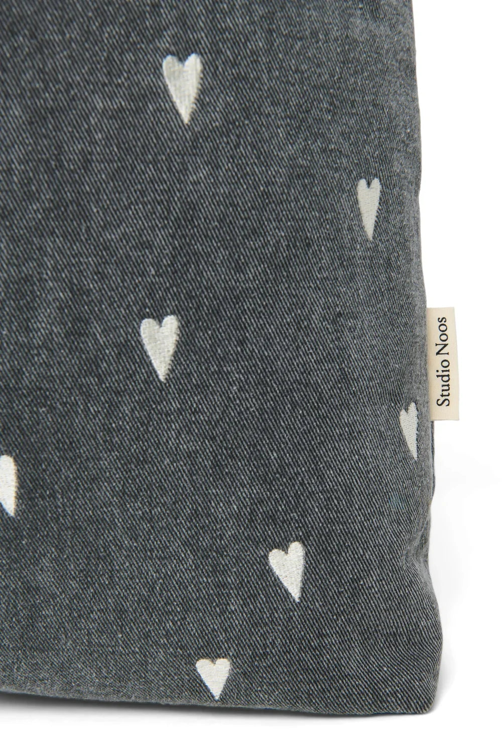 Grey Hearts Denim Mom Bag