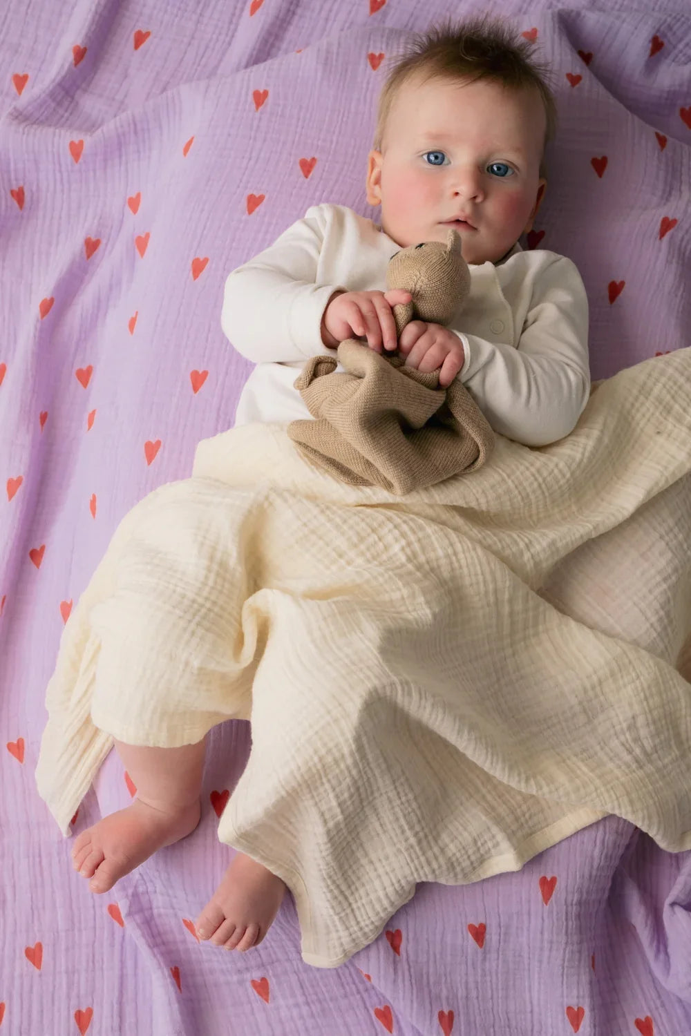 Light Blue Hearts Swaddle Print Medium