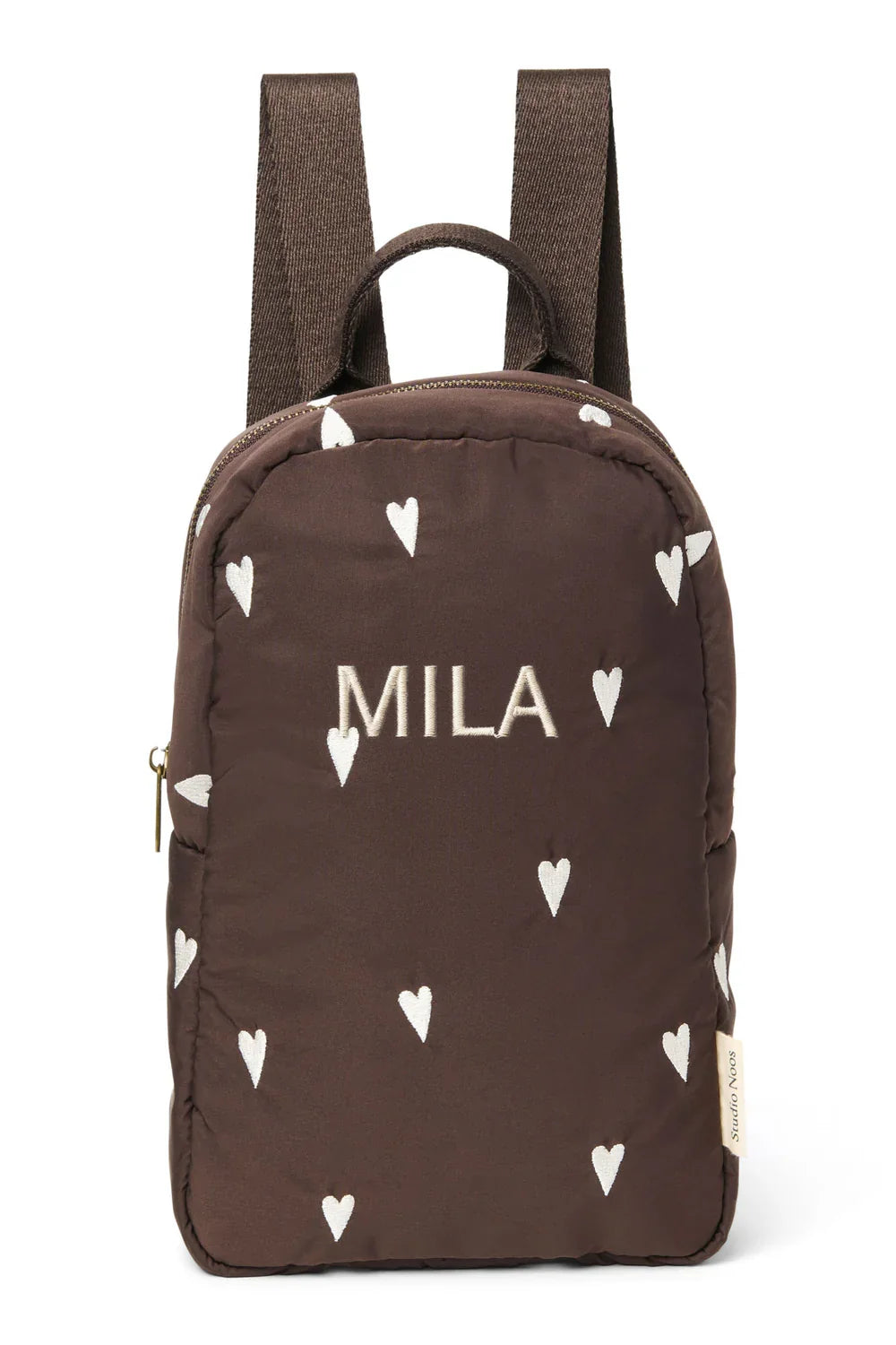 Brown Hearts Puffy Mini Backpack