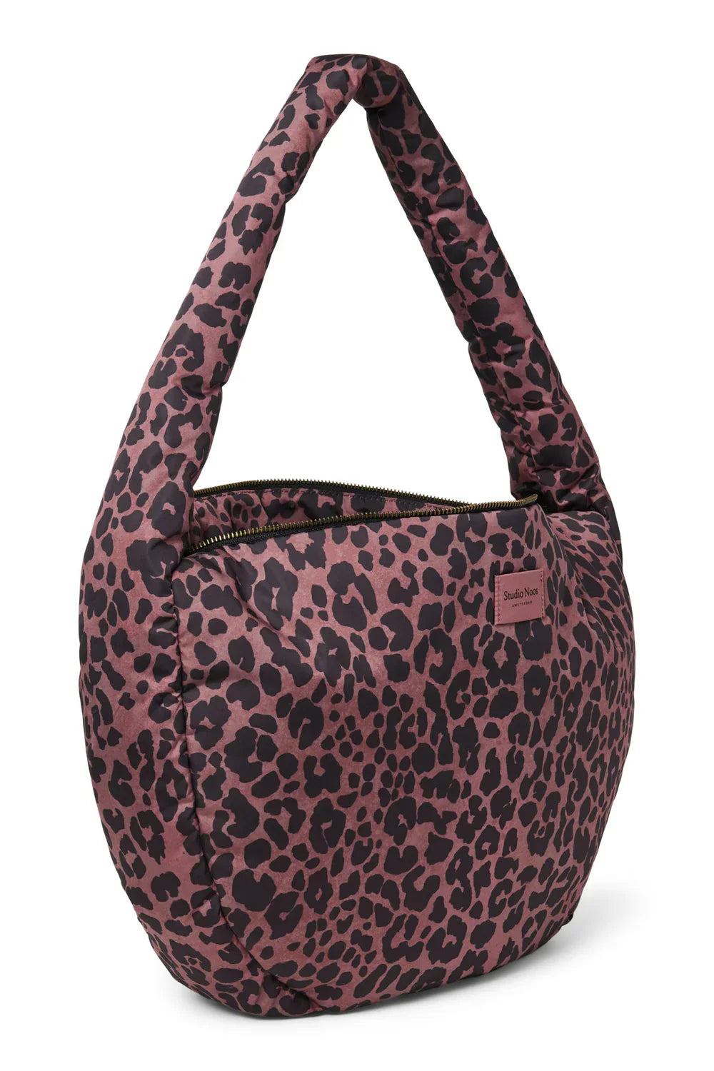 Rote Leopardenfell-Puffy-Umhängetasche