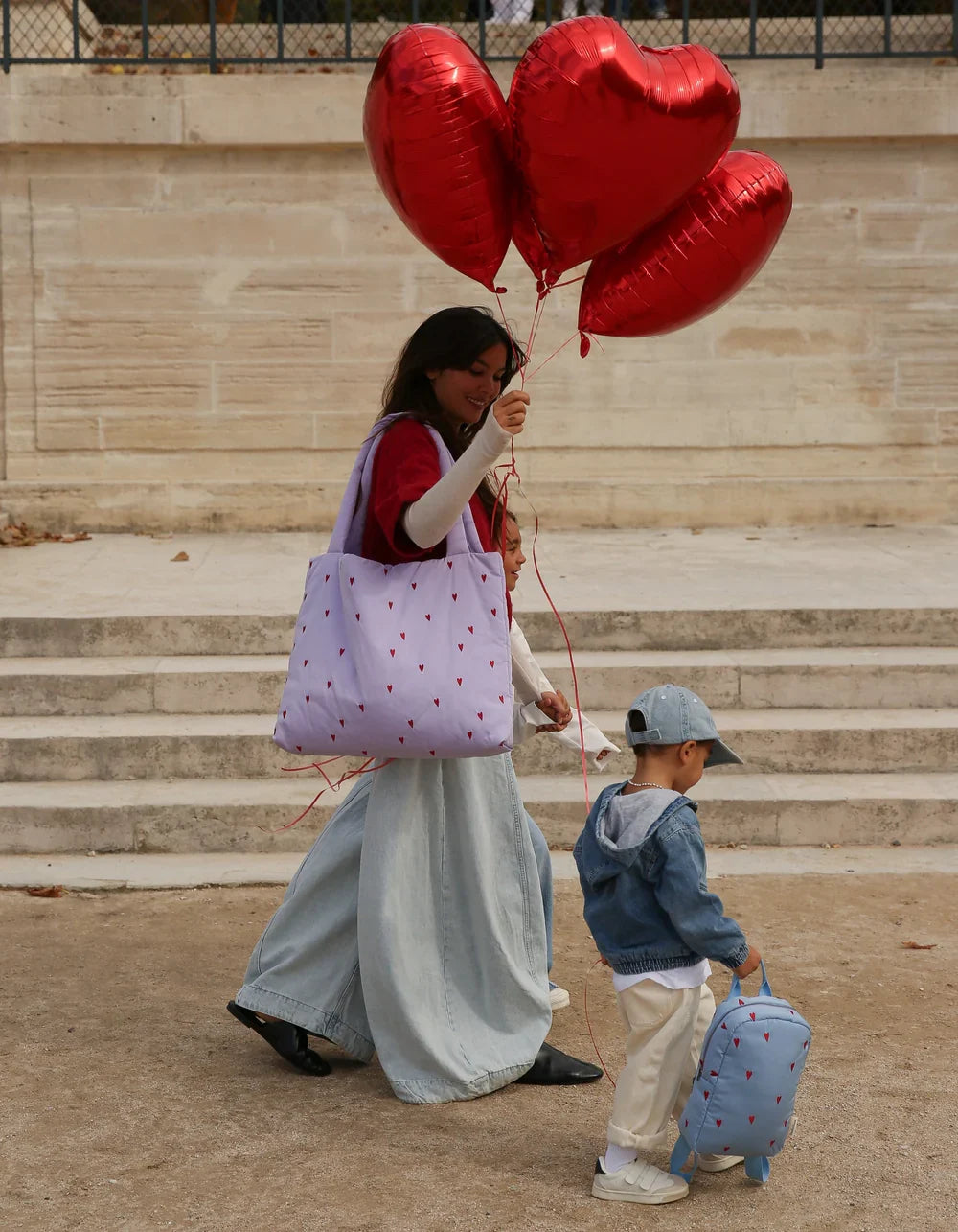 Brown Hearts Puffy Mom Bag