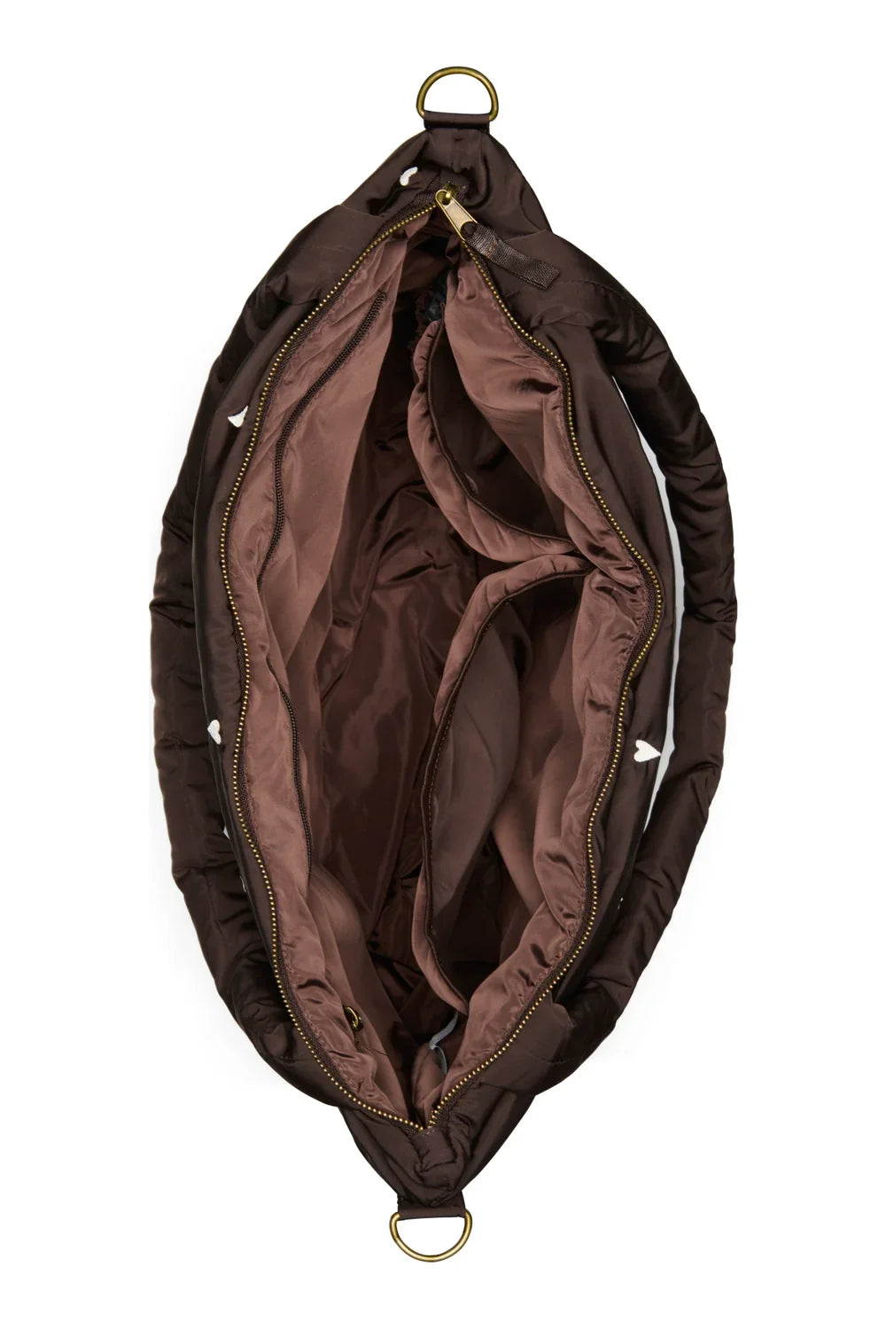 Brown Hearts Puffy Diaper Bag